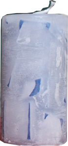 Würfelkerze - blau marmoriert / Höhe 9,00 cm